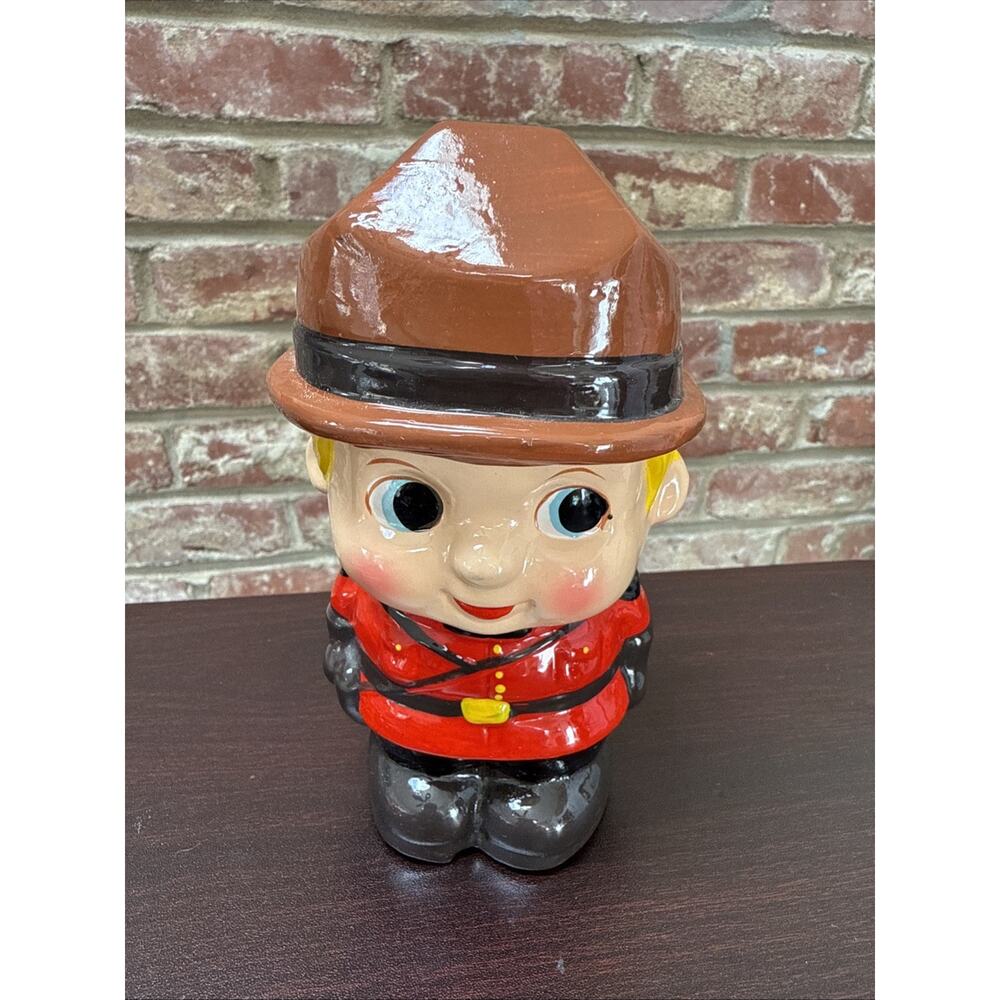 Vintage Canadian Mountie Police Bank Made In Taiwan
